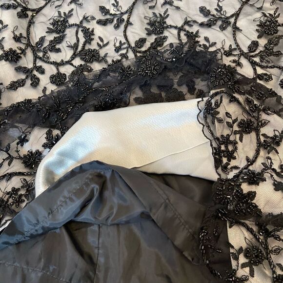 Black Beaded Wilber Underlay 3/4 Sleeve Midi Dress - Picture 8 of 8